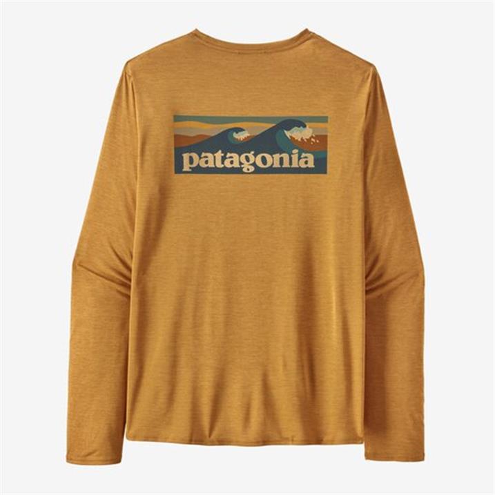 Patagonia Herren Long-Sleeved Capilene® Cool Daily Graphic Shirt - Waters Boardshort Logo: Pufferfish Gold X-Dye