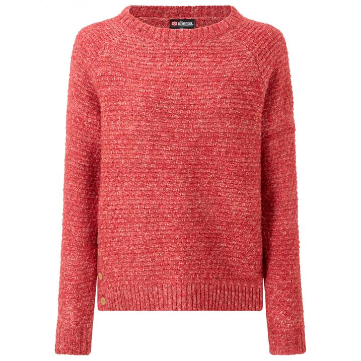 Saanjha Button Crew Sweater beet red
